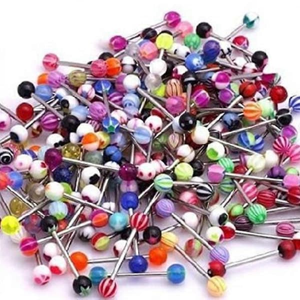 100 Mix Pack 14G Navelpiercingar 100st 14G Tungpiercing Navel Näsring Kit