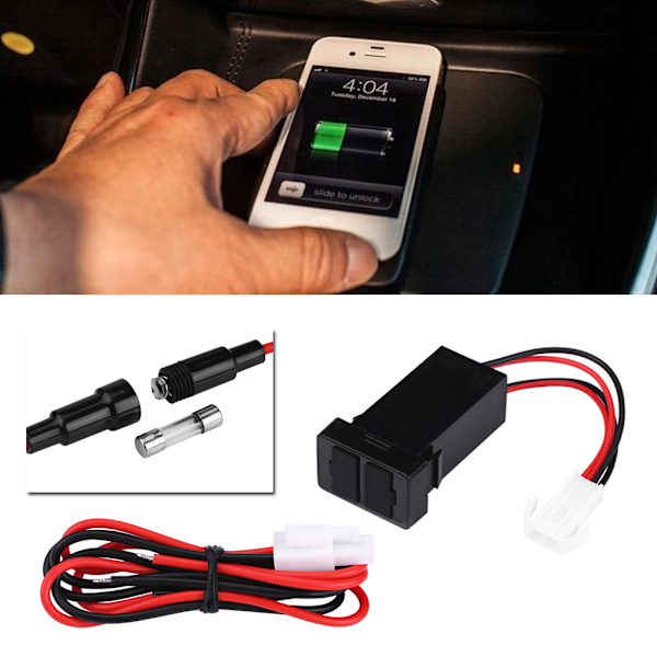 12V-24V 2.1A Dobbel USB-port Bil Lader Strøm Adapter Sokkel for Toyota Mobiltelefon