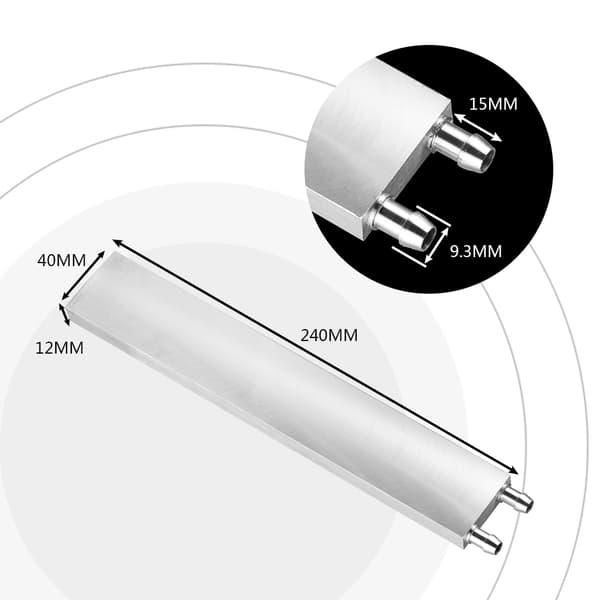 Aluminium Vandkølingsblok Væskekøler til Computer PC CPU Grafik Køleplade 240*40*12mm