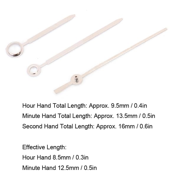 T050 Silver Watch Hour Minute Second Hands Watch Needles Passar för ETA2824 Movement Damklocka