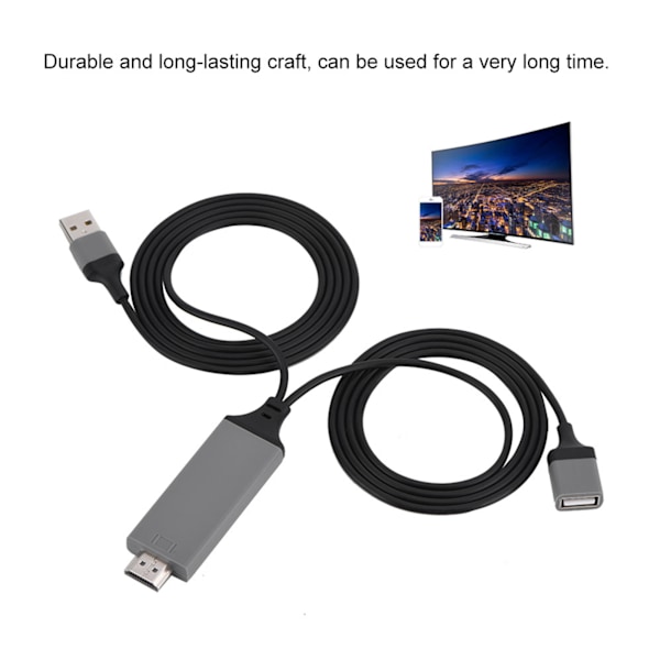 3 Farver Telefon til HDMI Kabel til IOS Interface Digital AV Adapter 1080P Plug Play til IOS Android Sort