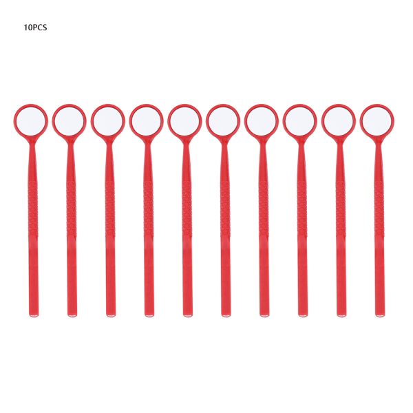 10 stk. Oral undersøkelse Glassfiber Håndtak Dental Munnspeil med Måling (rød)