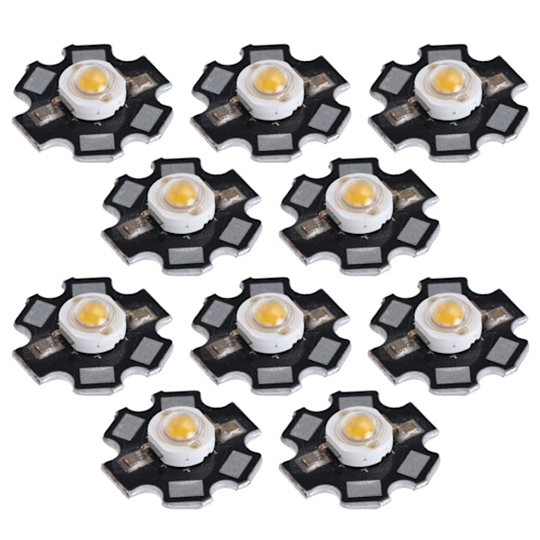 10 stk. Ultralyse LED-chip 3V DIY Lysperler til Loftslampe Downlight Lommelygte Bordlampe Varmt Lys 3000K 1W
