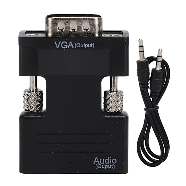 High Definition Multimedia Interface till VGA-omvandlare Hona till Hane HD Ljudkabel Adapter Svart