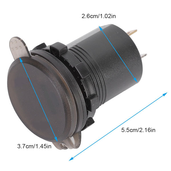 2.4A 3 i 1 Multifunktionel Digital LED IP66 Bil USB Oplader Termometer Voltmeter