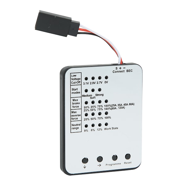 SURPASS HOBBY A1 -versio LED-ohjelmointi kortti 61 x 48 x 6mm RC-auton tarvikkeet Musta Valkoinen