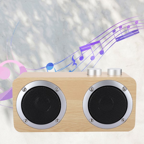 Högkvalitativ Mini Subwoofer-högtalare i Trä med Bluetooth, Vred och Ljudkabel