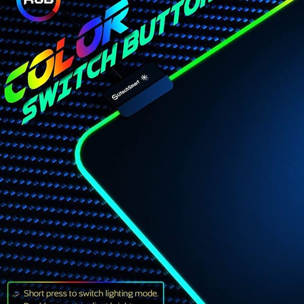 RGB Gaming Musematte Stor Utvidet Myk LED Musematte