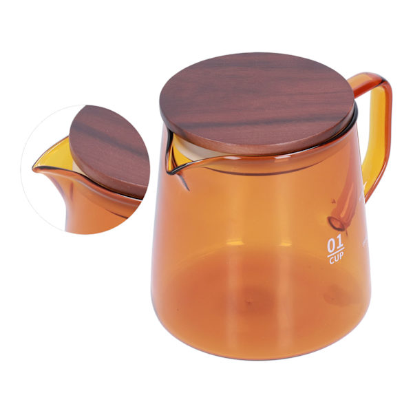 Tekop Borosilikatglas 300ml 350ml Varmebestandig Husholdnings Kaffekrus Vandbeholder med Låg Brun