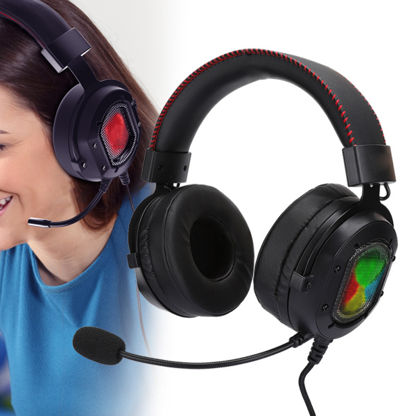 K3 Sort Rød ABS Gaming Headset RGB Hovedtelefoner til PS4/Xbox one x/Xbox one/PC/Laptop/PSP/Tablet PC/IOS/Android Sort Rød (RGB Lys)