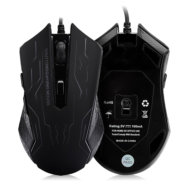 Tyst Gamingmus USB Kabelansluten Skrivbordsdator Laptopmus G6 1.5m 6-läges Justerbar