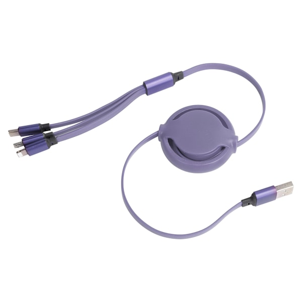 3-i-1 USB Laddningskabel Multi Infällbar Snabbladdare Sladd för IOS/Type C/Micro Port Lila
