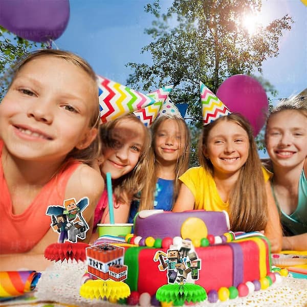 9-pakning Minecraft Tema Bursdagsfest Honeycomb Midtpunkter Dekorasjon, WHBYV