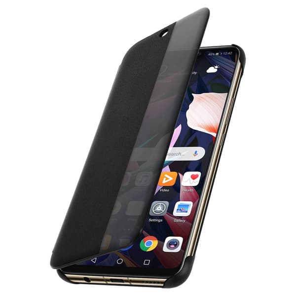 Etui med vindue til Huawei P20 Tidsvisning Videostativ Sort