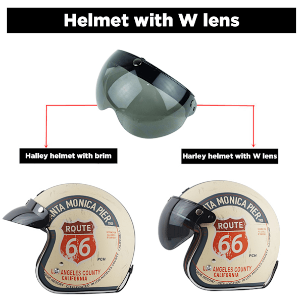 Universellt 3-knäpps Retro Hjälmvisir Vindtätt Solskydd Halvansikts Motorcykelhjälmar Visir
