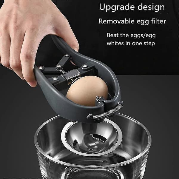Egg Cracker i rustfritt stål - Automatisk eggknekker - Enkel eggeskallkutter i rustfritt stål - Kreativ eggeskiller (svart 21,9*10 cm)