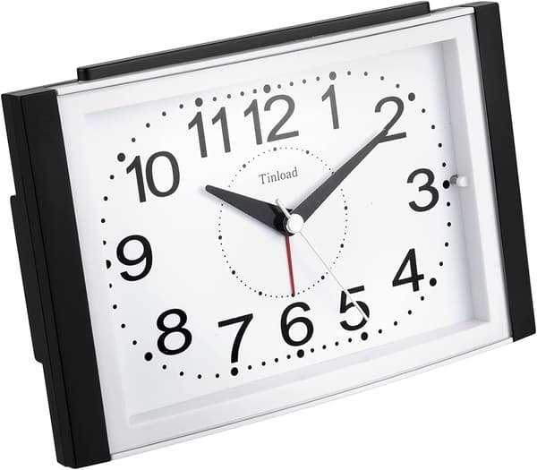 Large 6.5 Inch Silent Analog Alarm Clock, No Ticking, Gentle Wake, Beep, Volume Up, Snooze Function and Battery Operated