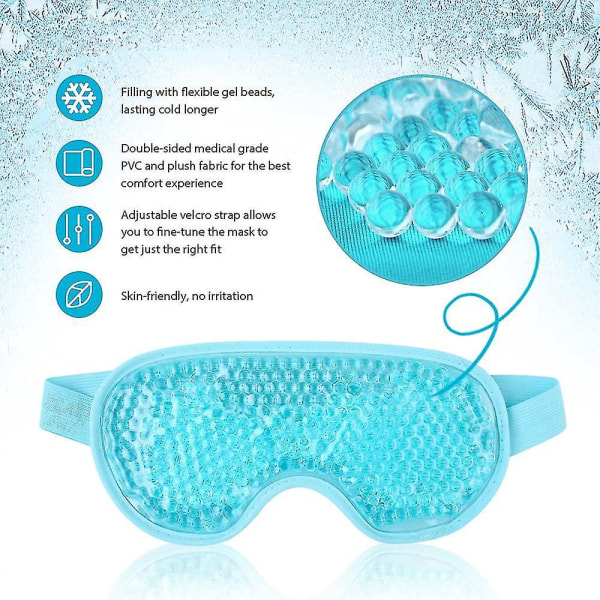 Blå gjenbrukbare gel øyeplaster med plysj bakside for hodepine og migrene