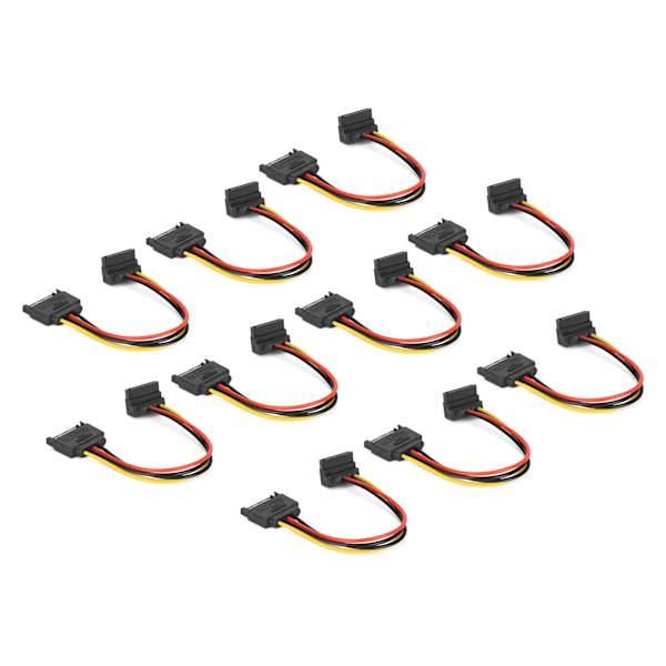 10 kpl SATA-kaapeleita 15-nastainen 90 asteen uros-naaras virtajohdon jatkoadapteri HDD SDD optisille asemille