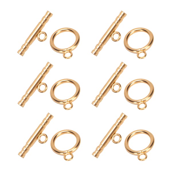 Runde T-låse i rustfrit stål til DIY halskæde armbånd smykker guld