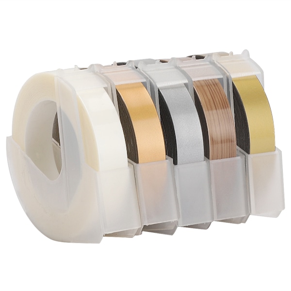 5 stk. Prægningstape Manuel 3D Dekorativ Manuel DIY PVC Label Maker Tape 9mm 3 meter D Sæt