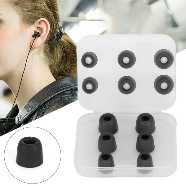 6 st NB M1 Långsam Återhämtning Full Memory Svamp Silikon Öronpropp In-Ear Ljudreducering Öronmuff Ersättning (Full Memory Svamp (Svart))