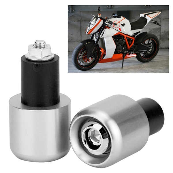 2 stk. Motorcykel Modificeringstilbehør Styrstang Endeprop til 22 mm Diameter Styrstang (Sølv)