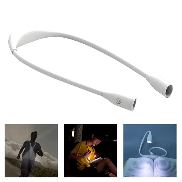 Rechargeable LED Neck Reading Light 360 Degree Adjustable Book Light for Bed Reading White