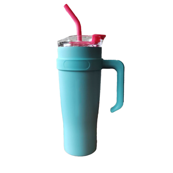 Bil Isolerad Mugg Rostfritt Stål 1250ML med Sugrör Isolerade Tumblers för Utomhusresor Blå