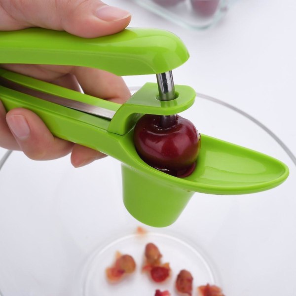 Köksredskap för körsbärs- och olivpitter och fruktkärnextraktor - Äppelgrön