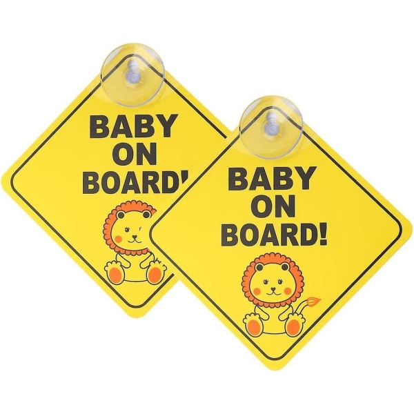 2 stk Baby On Board Magnetisk Sikkerhedsskilt med Sugekop - Gul
