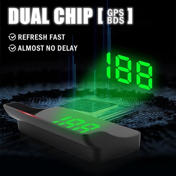 GPS Car Head-Up Display, with Large, High-Resolution Text and a USB Plug-and-Play Digital Speedometer; Universal Car Head-Up Display