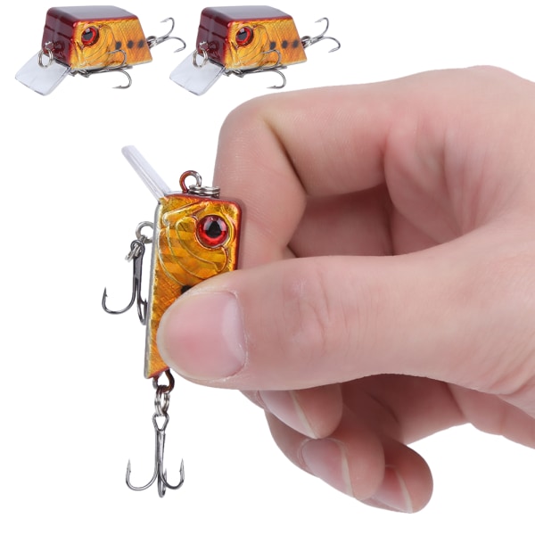 3 st Cube Mini Bete Artificiella Fiskebete Fiskeutrustning Verktyg med Vassa Krokar 5#