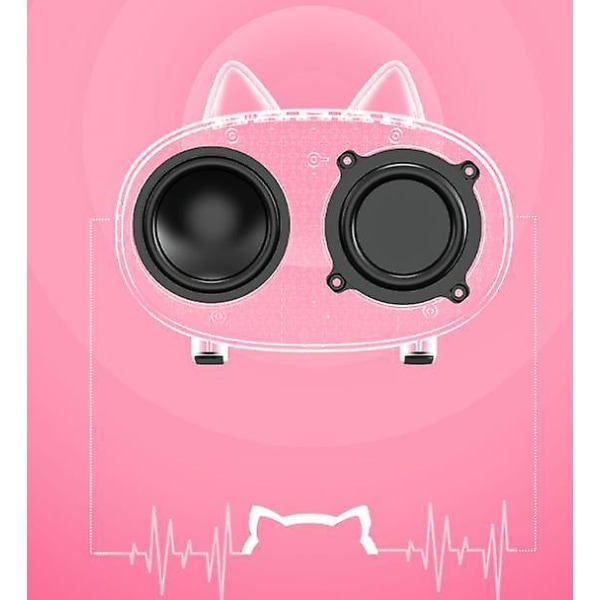 Dobbel vekkerklokke med Bluetooth-høyttaler og håndfri oppringning - White Cartoon Cat Design
