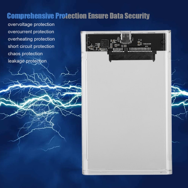 Transparent 2.5 Tommer SATA HDD SDD Boks Kabinet Type C Mobil Harddisk Ekstern Kabinet UASP