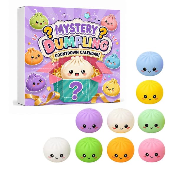 Dumpling Julekalender Fidget Squishy 24 Dages Nedtællingskalender Sød Blød Dejkugle F