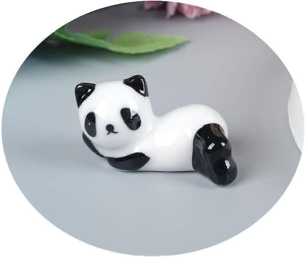 2025 Egnet 6 STK Søde Keramiske Panda Spisepinde Hvileholder Stativ til Spisepinde, Keramisk Spisepindeholder