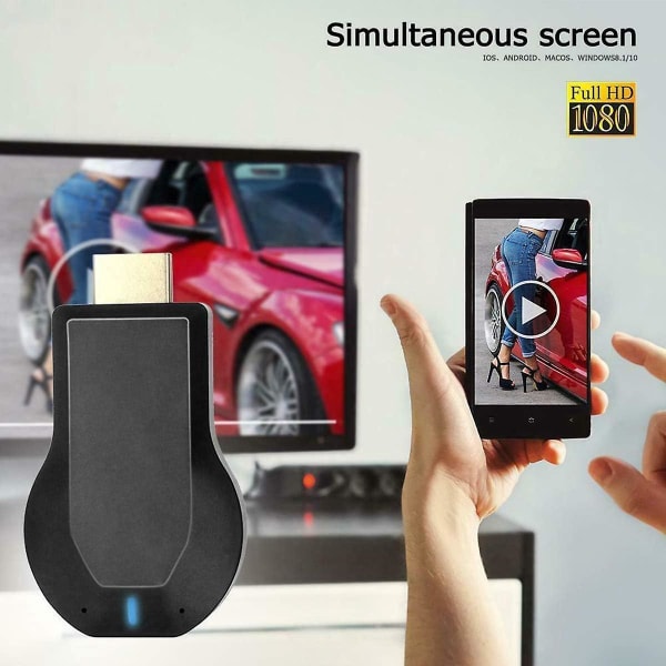 Trådløs HDMI-skærmadapter - 1080p HD, Digital AV til HDMI-stik til iOS/Android/Samsung/iPhone/iPad - Understøtter DLNA/AirPlay Mirror