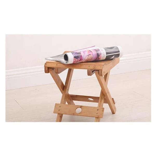 Bamboo Folding Stool Small Portable Bench Shower Stool Suitable for Bathroom Sauna Spa Height 31.5 cm