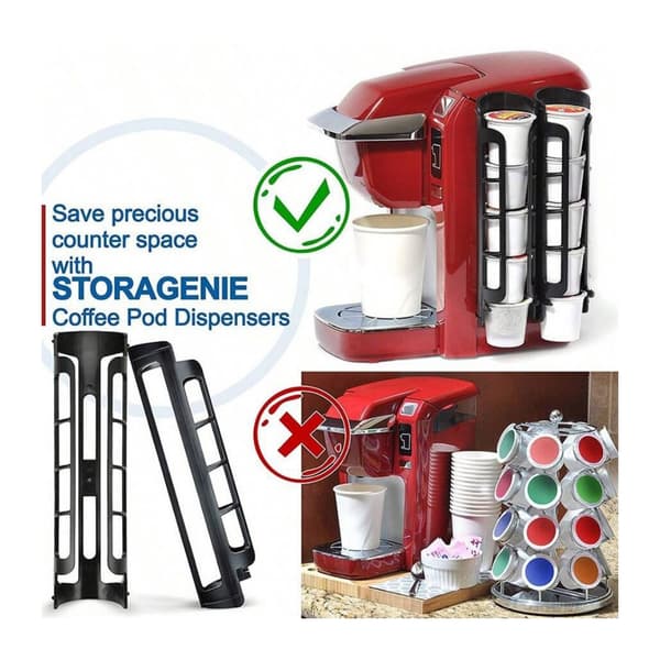 2 stk. Kaffekapselholder Sidemontering til K Cup Kapsler Dispenser til Enkelt- Kaffemaskiner Nem Installation Sort