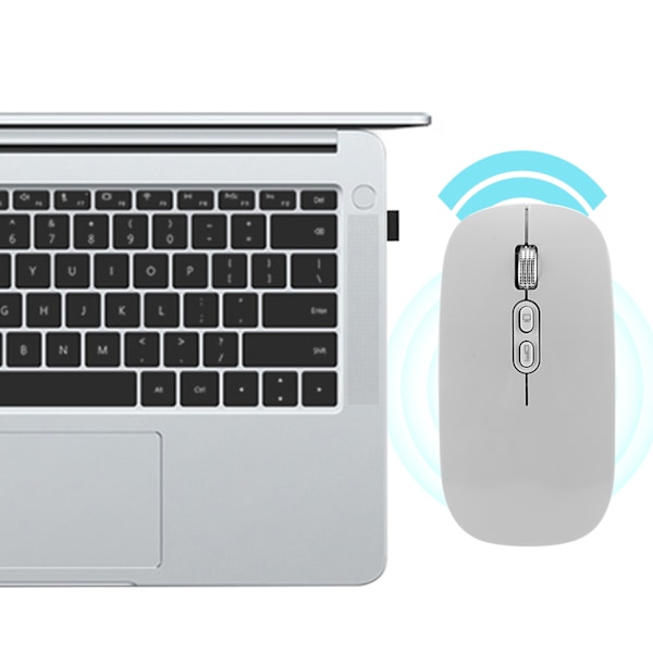 2.4Ghz Trådløs Genopladelig Mus Lydløs Ergonomisk Computer Optisk Mus til Hjemmekontor Sølv