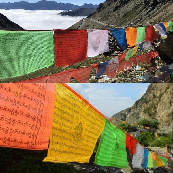 2-pack 7m tibetansk buddhistisk bönflaggsnöre utomhusdekoration