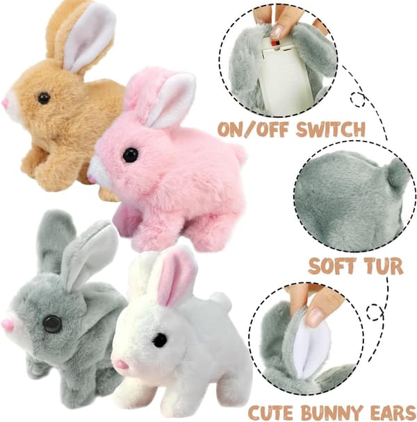 Interactive Rabbit Plush Toy, Realistic Hopping Electric Rabbit for Easter, Brown Brown