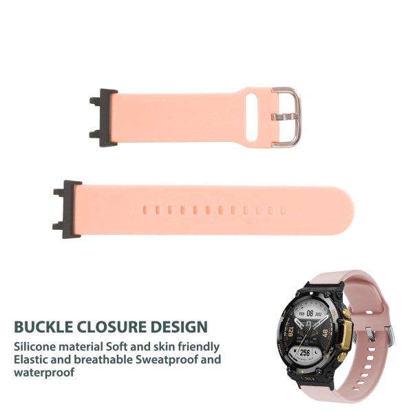 Mjukt Silikon Armbandsur Justerbart Ersättningsband Tillbehör Passar Amazfit T Rex 2 Smartklocka Rosa