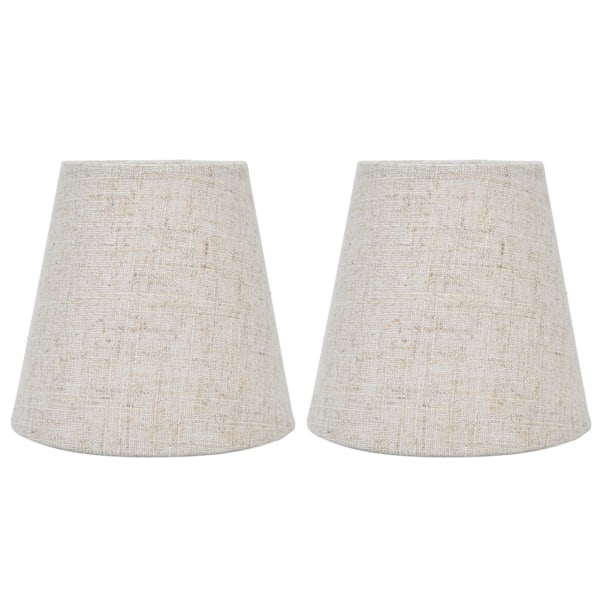 2 stk. bordlampe skjermdeksel stoff klips på lampeskjerm for E14 skrue stearinlyslampe lysekrone PT13 beige hvit kant