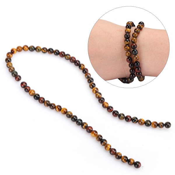 Natursten Trefärgad Tigeröga Runda Pärlor DIY Smycken Armband Tillbehör (6mm 62st Pärlor)