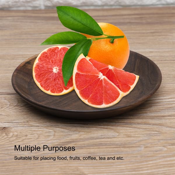 Solid Dark Color Wood Fruit Tray Round Food Serving Tray Tea Dessert Cake Plate (15cm) 0.2
