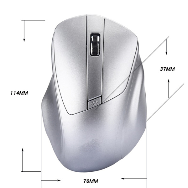 W12 USB 2.4G Trådløs Stille Datamus Ergonomisk Design Sølv