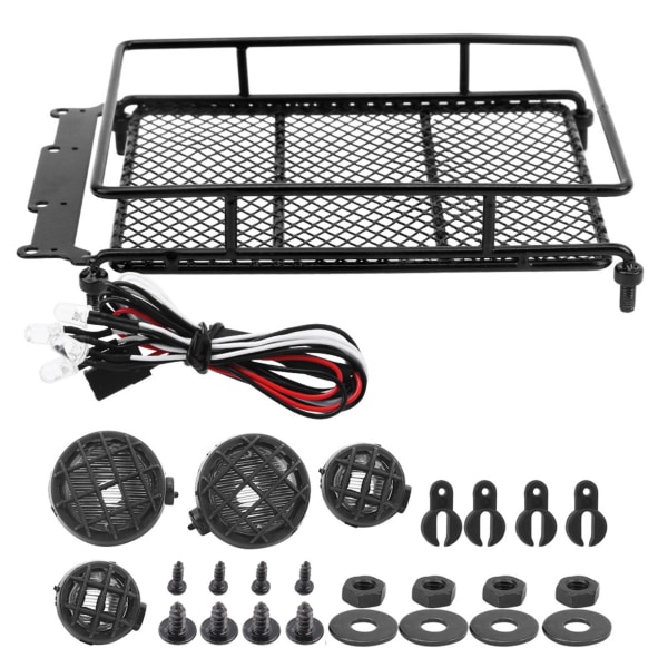 Metall Takräcke Bagagehållare med LED-ljus Passar för MN 1/12 RC Crawler MN90 / MN90K Svart