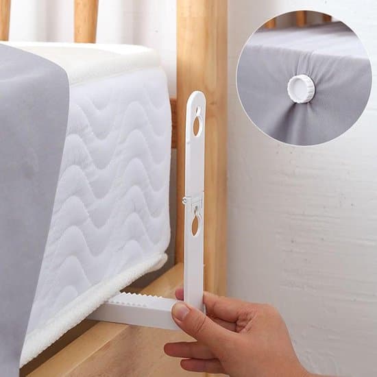 4-piece tension strap set - foldable sheet holders - sheet clips - 19 cm adjustable height - white